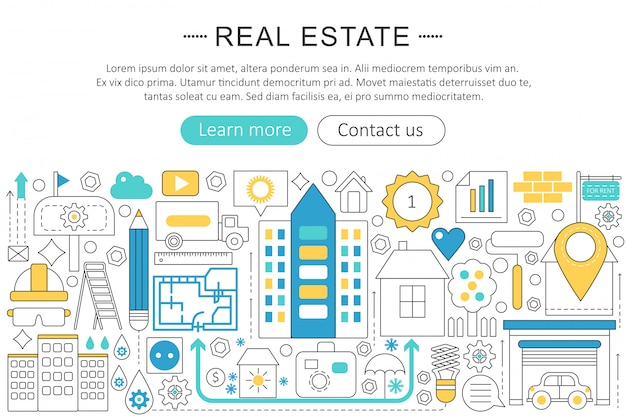 Real estate property flat line concept