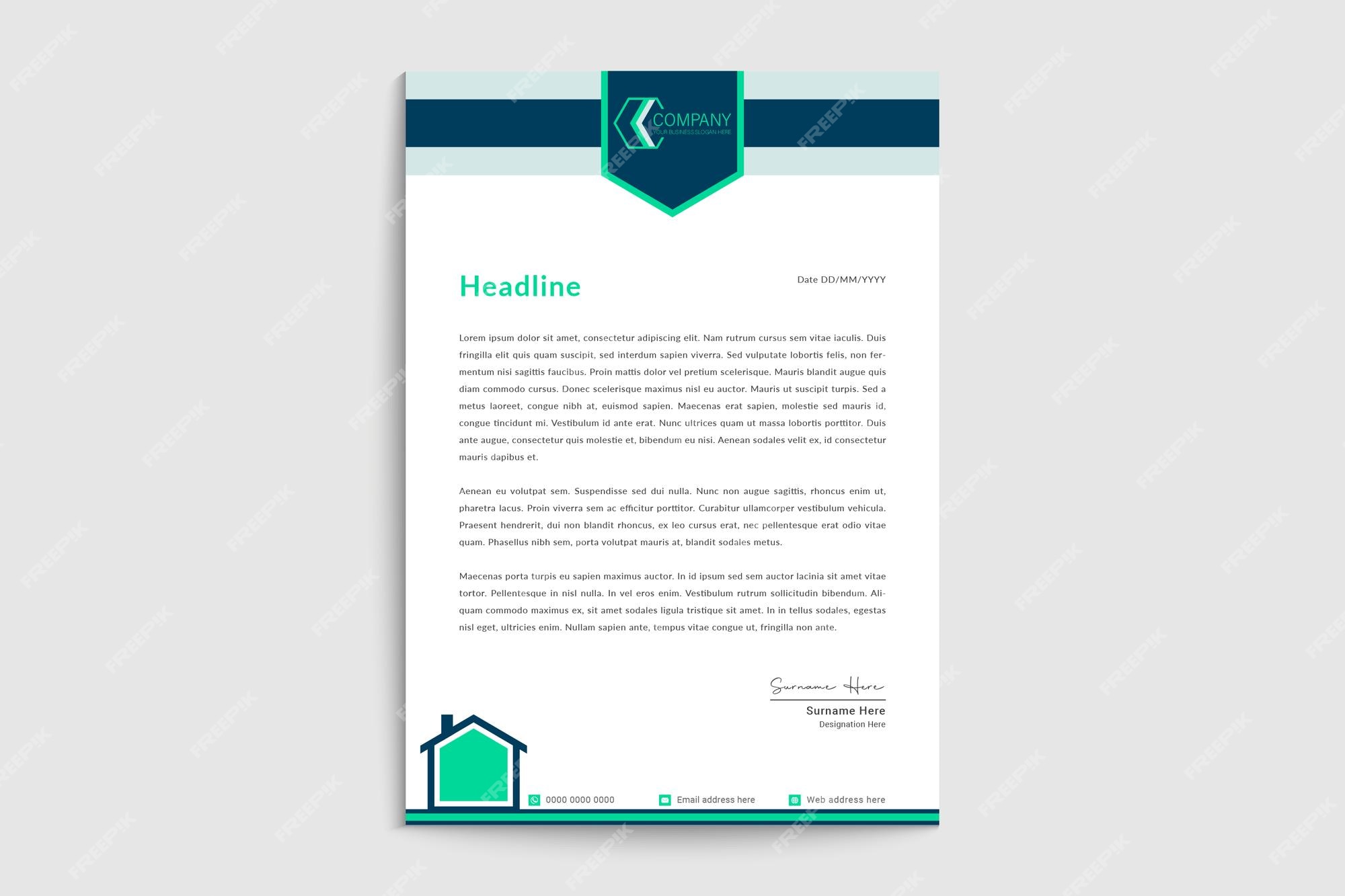 Premium Vector | Real estate property letterhead template