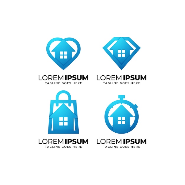 Real estate and property logo design set