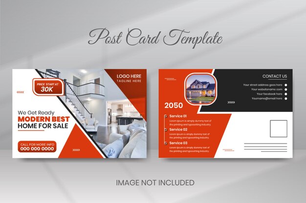 Real estate property sale business post card design template