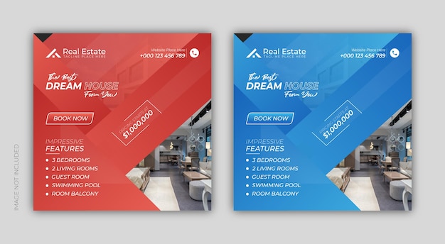 Real estate property sale promotion social media post or square flyer design