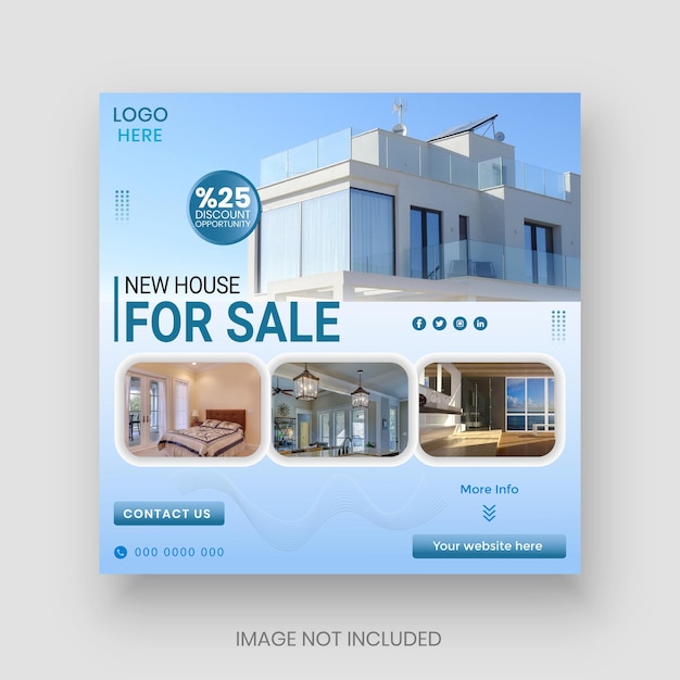 Vector real estate property sale social media post and instagram square banner design