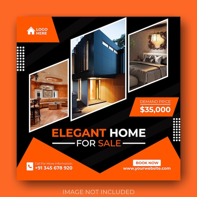 Real estate property social media square banner ontwerp