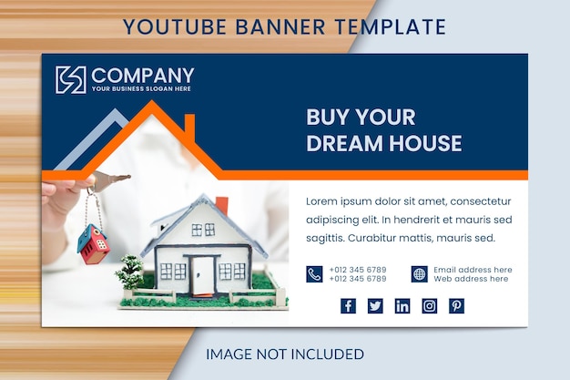 Vector real estate property youtube banner and thumbnail template