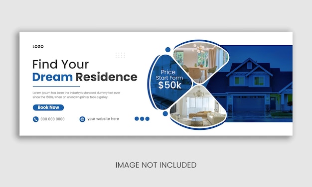 Vector real estate residence property facebook cover banner template design