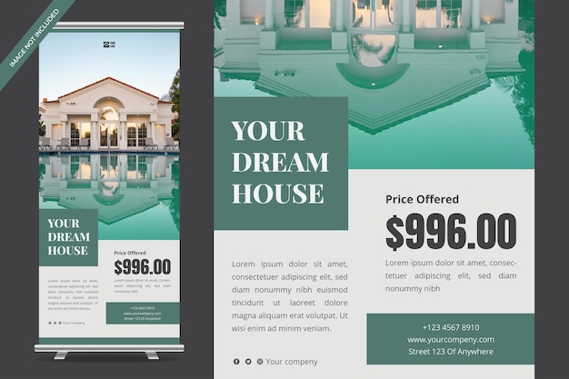 Vector real estate roll up banner design