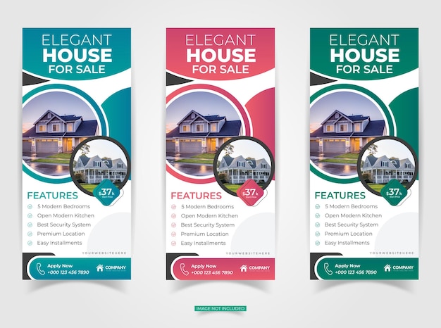 Vector real estate roll up banner stand design template vector