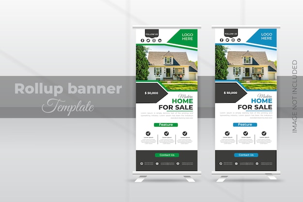 Real estate rollup banner template for minimalistic company promotion