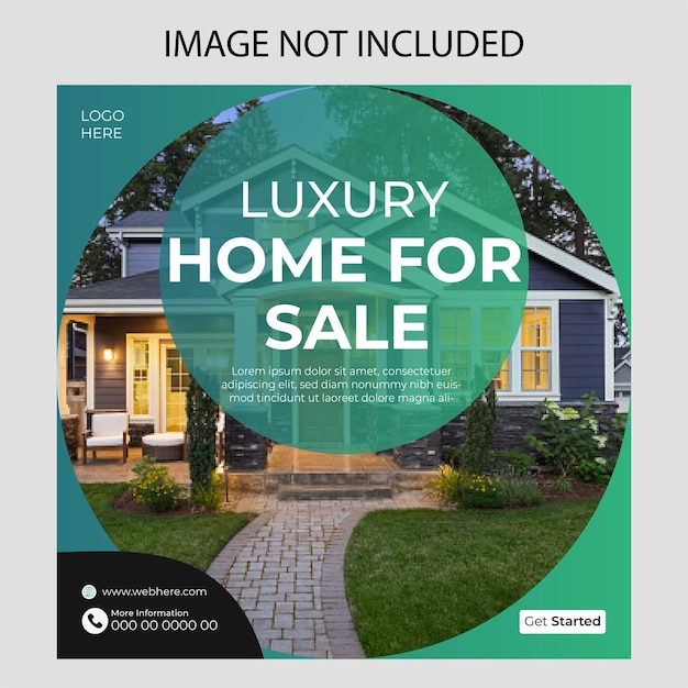 Real estate sale social media banner or square flyer design template
