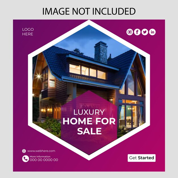 Real estate sale social media banner or square flyer design template