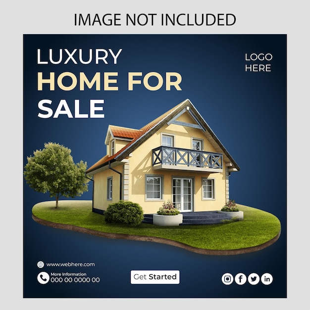 Real estate sale social media banner or square flyer design template