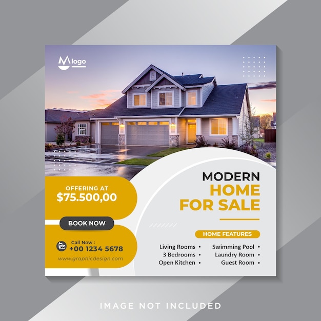 Real estate sale social media banner or square flyer template