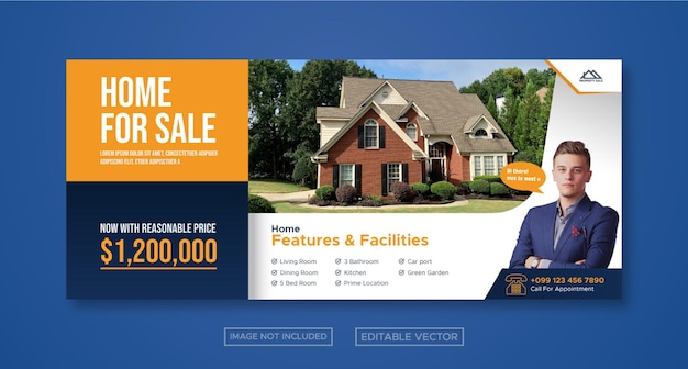 Real estate sale social media facebook cover template