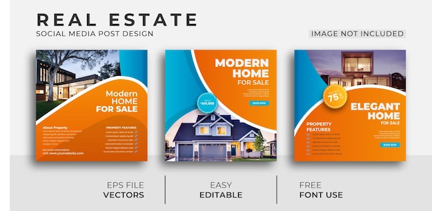 Real estate for sale social media promotion and instagram post template