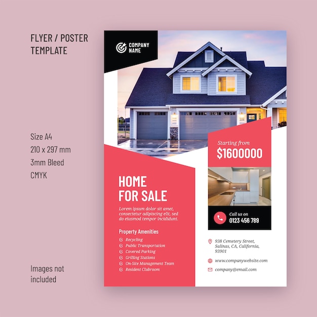 Vector real estate service flyer template design