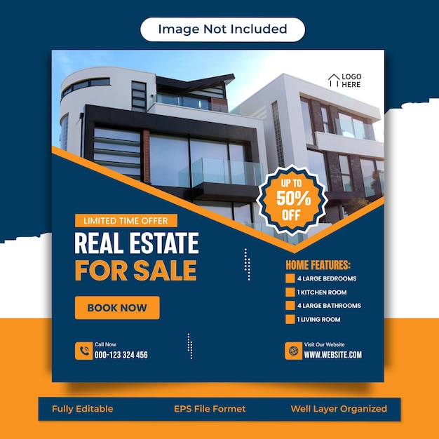 real estate social media banner and advertising post design template