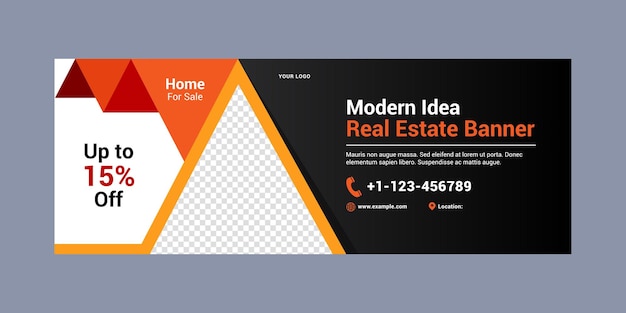 Vector real estate social media banner design horizontal banner template design. modern banner