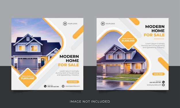 Real estate social media banner or square flyer template