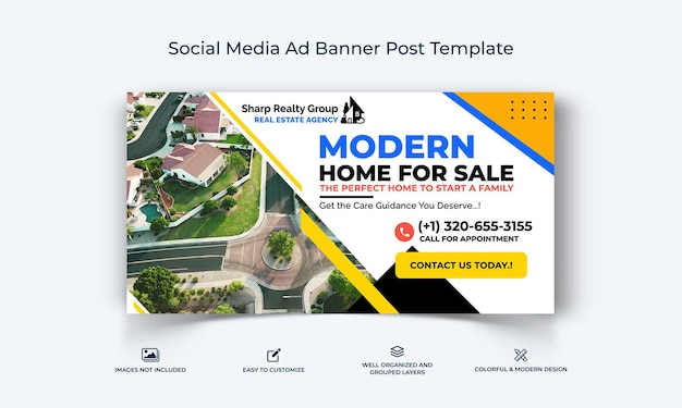 Real Estate social media Facebook Ad banner Post template premium vector