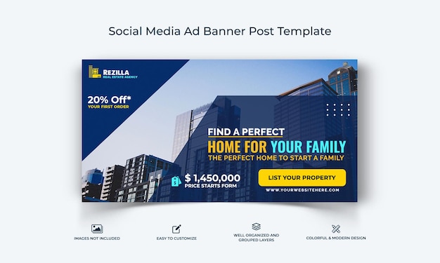 Vector real estate social media facebook ad banner post template premium vector