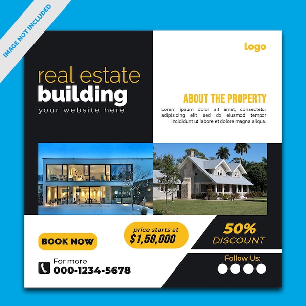 Vector real estate social media feed template