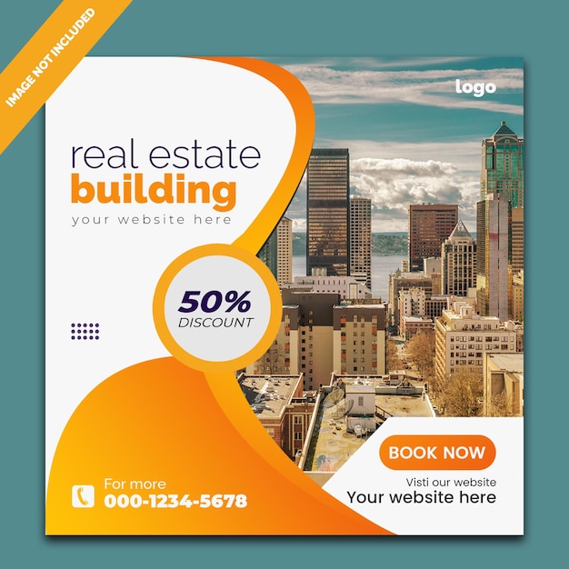 Vector real estate social media feed template