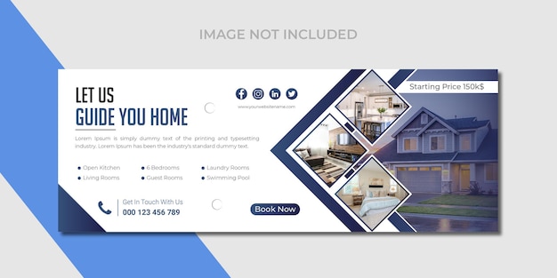 Vector real estate social media header of facebook cover design