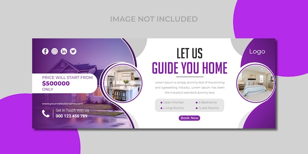 벡터 부동산 소셜 미디어 헤더 또는 facebook 표지 디자인