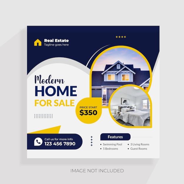 Real estate social media or Instagram post banner template home sale banner