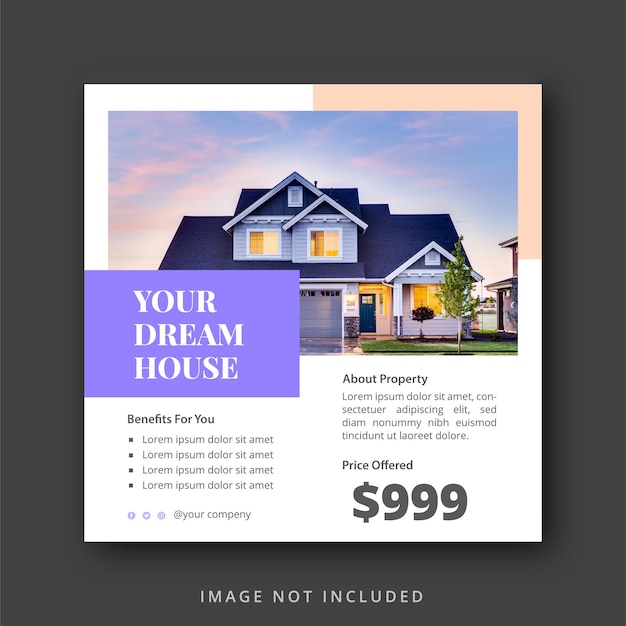 Real estate social media instagram post and banner template