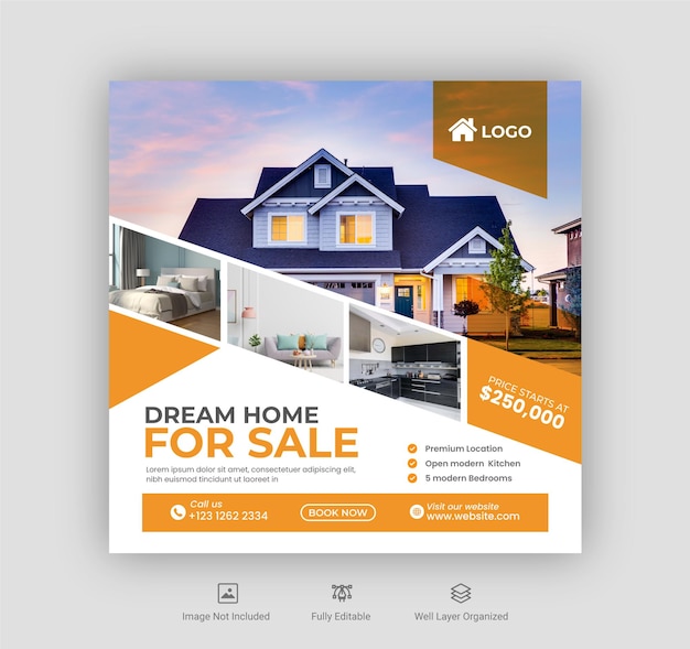 real estate social media or instagram post banner template