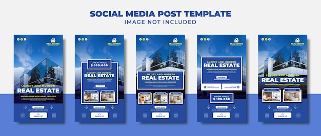 Real Estate Social Media Instagram-verhaal, flyer en bannersjabloon voor promotie