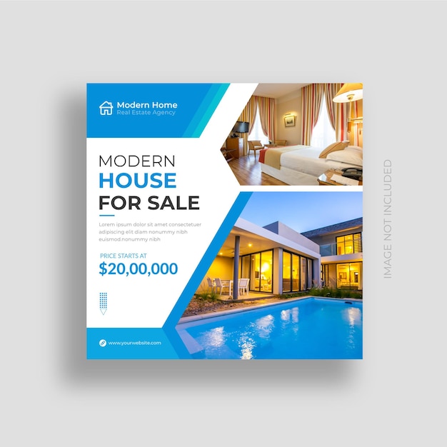 Real estate social media post banner design and home for sale instagram post  design template