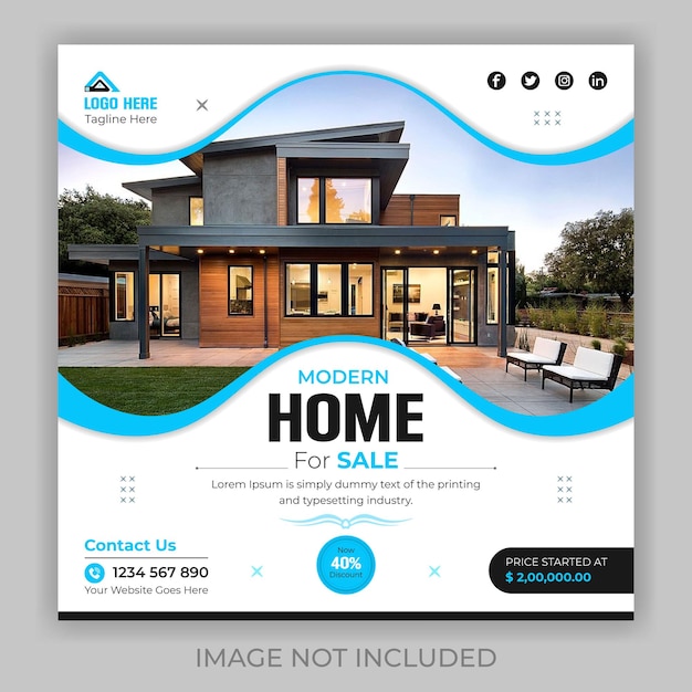 Real estate social media post design template for any real estate business, social media web post,