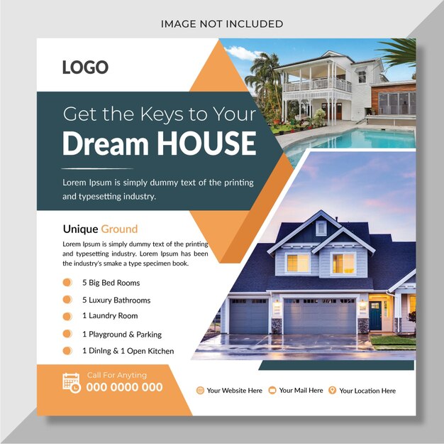 real estate social media post design template editable post template social media banners