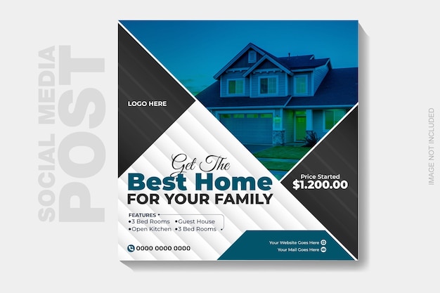 Vector real estate social media post design template