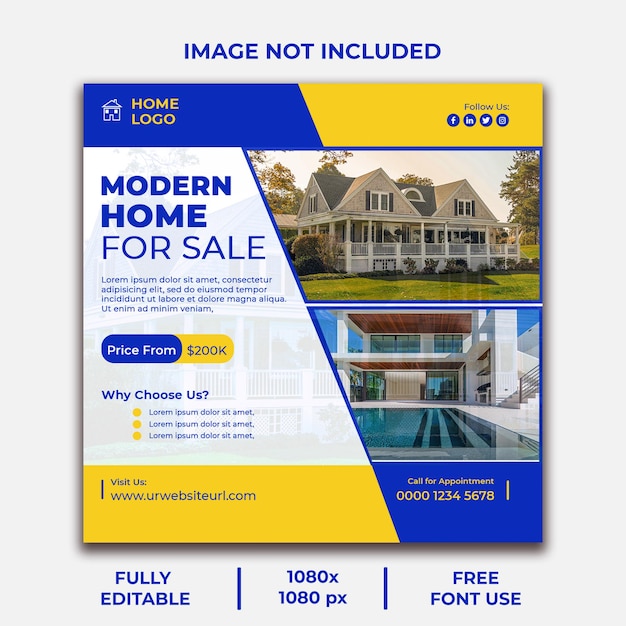 Vector real estate social media post design template