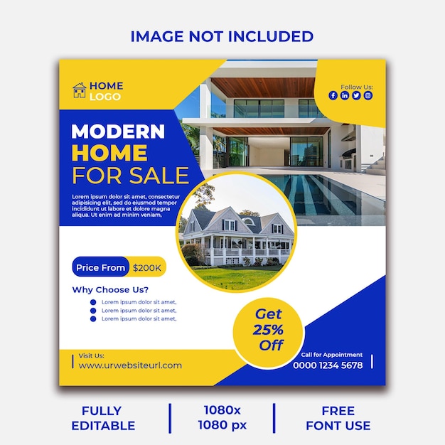 Vector real estate social media post design template