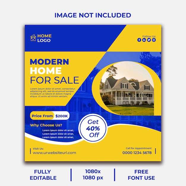 Vector real estate social media post design template