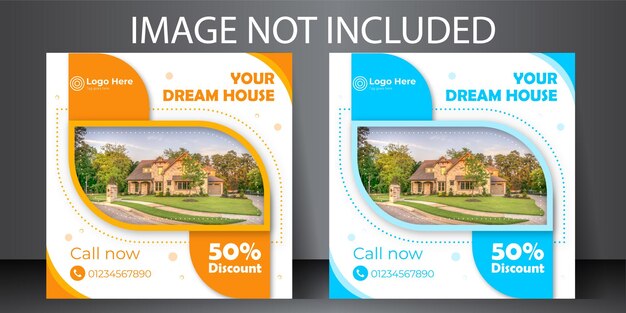 Real Estate Social Media Post for Discount Post Design in Facebook and Instagram in blue and orange