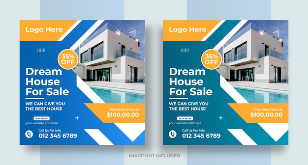 Real estate social media post house property Instagram post or square web banner design