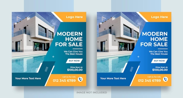 Real estate social media post house property instagram post or square web banner design