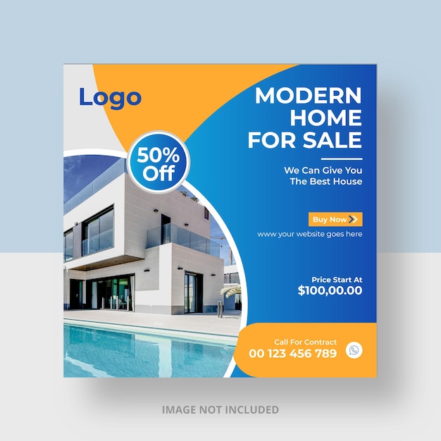 Real estate social media post house property Instagram post or square web banner design