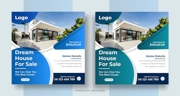 Real estate social media post house property Instagram post or square web banner design