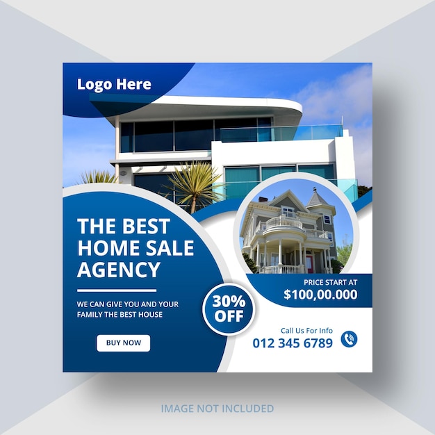 Real estate social media post house property instagram post or square web banner design