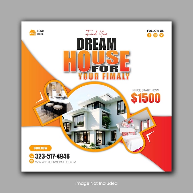 Real Estate Social Media post Ontwerp sjabloon