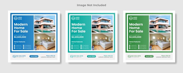 不動産ソーシャルメディアの投稿または正方形のウェブバナーとチラシのテンプレート