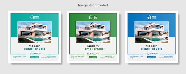 不動産ソーシャルメディアの投稿または正方形のウェブバナーとチラシのテンプレート