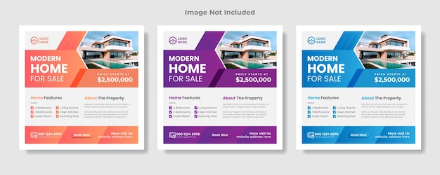 不動産ソーシャルメディアの投稿または正方形のwebバナー