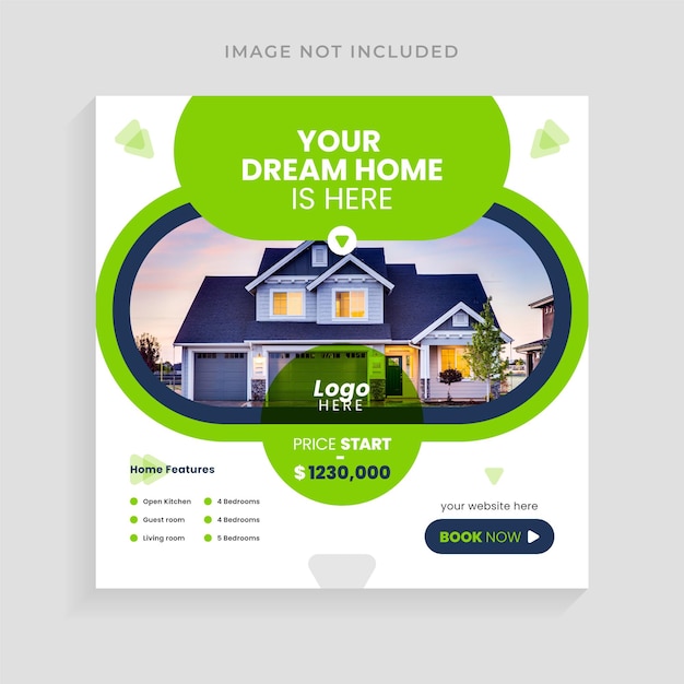 Real Estate Social Media Post Template, Clean Post Template Social Media Banners.